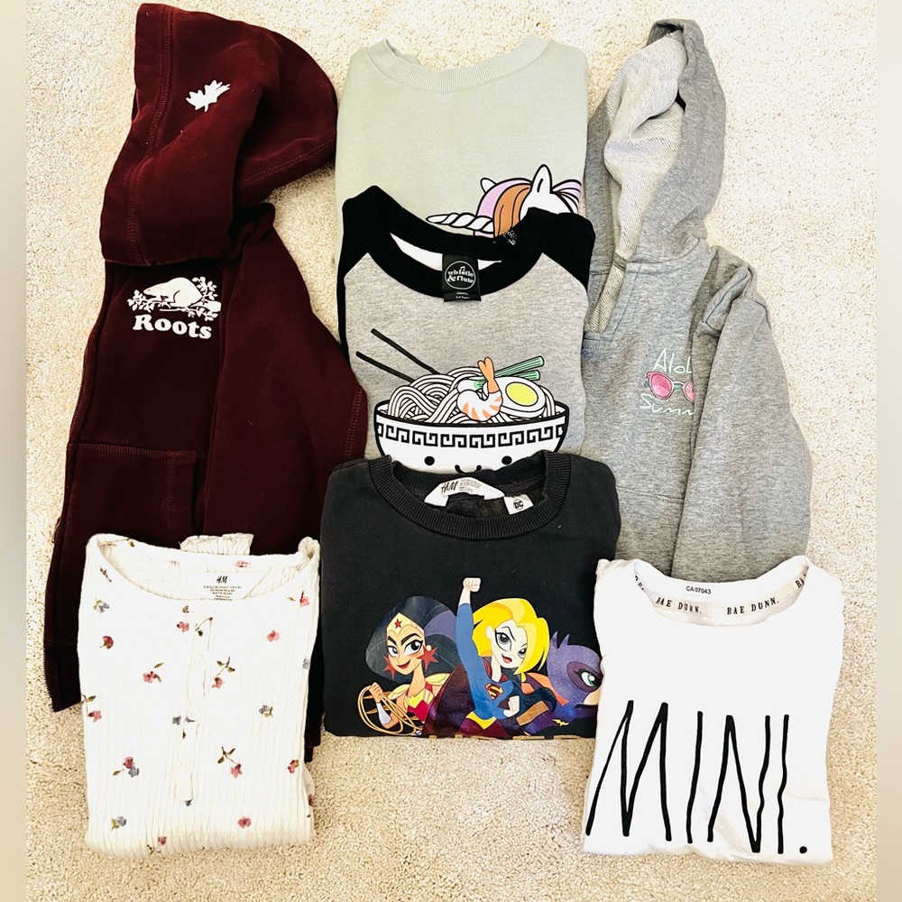 Kid Girl’s Top Sweatshirt and T-Shirt Lot Size 4-6T Roots Whistle & Flute H&M